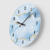 Elegant Cool Blue Agate en Gold Glitter Grote Klok (Hoek)