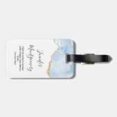 Elegant Cool Blue Agate en Gold Glitter Ribbon Bagagelabel (Achterkant horizontaal)