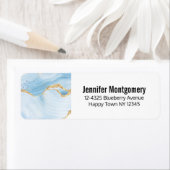 Elegant Cool Blue Agate en Gold Glitter Ribbon Etiket (Insitu)