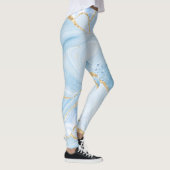Elegant Cool Blue Agate en Gold Glitter Ribbon Leggings (Rechts)