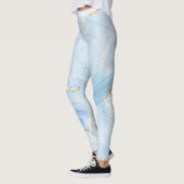 Elegant Cool Blue Agate en Gold Glitter Ribbon Leggings (Links)