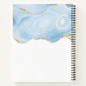 Elegant Cool Blue Agate en Gold Glitter Ribbon Notitieboek (Achterkant)
