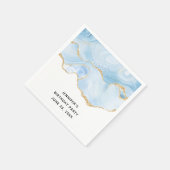 Elegant Cool Blue Agate en Gold Glitter Ribbon Servet (Hoek)