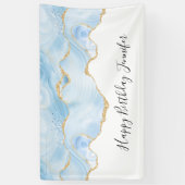 Elegant Cool Blue Agate en Gold Glitter Ribbon Spandoek (Verticaal)