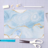 Elegant Cool Blue Agate en Gold Glitter Ribbon Tissuepapier (Craft)