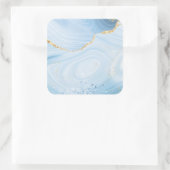 Elegant Cool Blue Agate en Gold Glitter Vierkante Sticker (Tas)