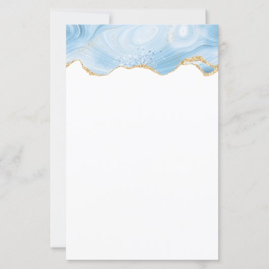 Elegant Cool Blue Agate met Gold Glitter Ribbon (Voorkant)