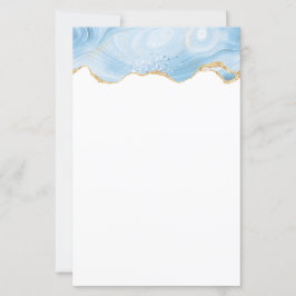 Elegant Cool Blue Agate met Gold Glitter Ribbon