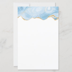 Elegant Cool Blue Agate met Gold Glitter Ribbon