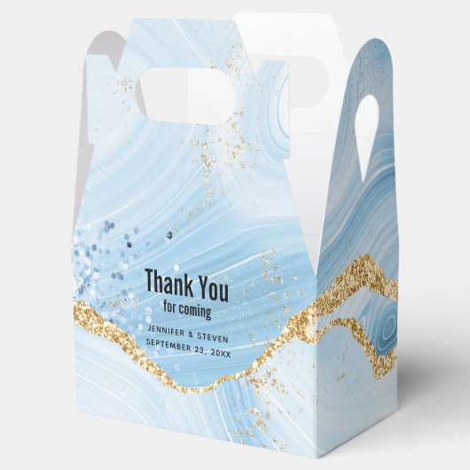 Elegant Cool Blue Agate met Gold Glitter Ribbon Bedankdoosjes (Geopend)