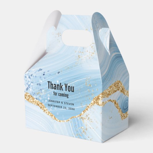 Elegant Cool Blue Agate met Gold Glitter Ribbon Bedankdoosjes (Voorkant Zijde)