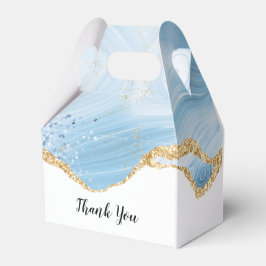 Elegant Cool Blue Agate met Gold Glitter Ribbon Bedankdoosjes
