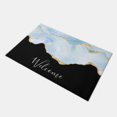 Elegant Cool Blue Agate met Gold Glitter Ribbon Deurmat (Schuin)