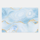 Elegant Cool Blue Agate met Gold Glitter Ribbon Inpakpapier Vel (Voorkant 2)