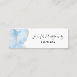 Elegant Cool Blue Agate met Gold Glitter Ribbon Mini Visitekaartje