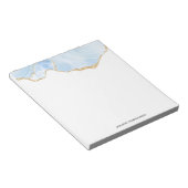 Elegant Cool Blue Agate met Gold Glitter Ribbon Notitieblok (Schuin)