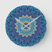 elegant cool blue mandala carpet pattern ronde klok (Voorkant)