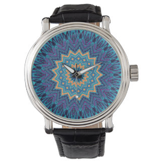 elegant cool blue mandala tapijtpatroon horloge