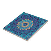 elegant cool blue mandala tapijtpatroon tegeltje (Zijkant)