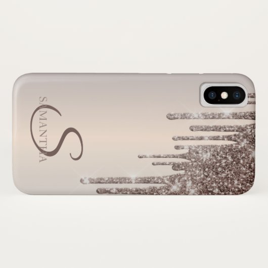 Elegant Cool Glitter Drips Hoesje-Mate iPhone Case (Achterkant (horizontaal))