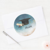 Elegant Cool Graduation Cap , Diploma Ronde Sticker (Envelop)