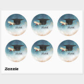 Elegant Cool Graduation Cap , Diploma Ronde Sticker (Vel)