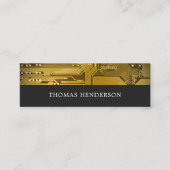 Elegant Cool Gray Gold Circuit Board High-Tech Mini Visitekaartje (Voorkant)