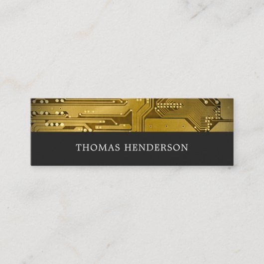 Elegant Cool Gray Gold Circuit Board High-Tech Mini Visitekaartje (Voorkant)