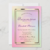 Elegant Cool Holographic Quinceañera Kaart (Voorkant)