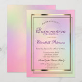 Elegant Cool Holographic Quinceañera Kaart (Voorkant / Achterkant)