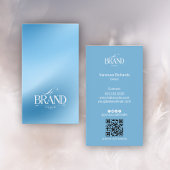 Elegant Cool Icy Blue Smooth Gradient QR Code Logo Visitekaartje