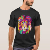 Elegant Cool Lion Head met helder kleurrijk T-shirt (Voorkant)