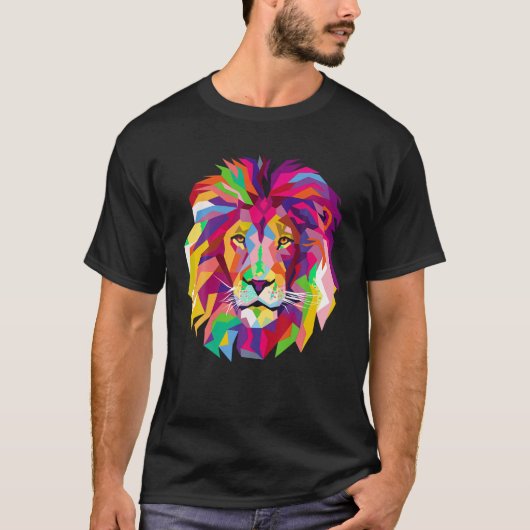 Elegant Cool Lion Head T Shirt Design met Bright (Voorkant)