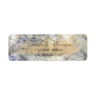Elegant Cool Marble Stone, Faux Gold Brush Stroke Etiket