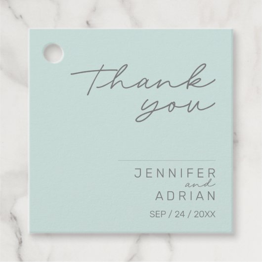 Elegant Cool Mint Minimal Hartelijk dank voor uw h Bedankjes Labels (Voorkant)