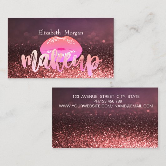 Elegant Cool Trendy Glitter Bokeh Lips Visitekaartje (Voorkant / Achterkant)