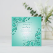 Elegant, coole blauwgroen decoratieve bruiloft kaart (Staand voorkant)