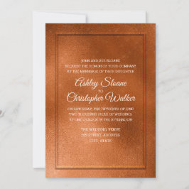 Elegant Copper and Cream Wedding Invitation Kaart