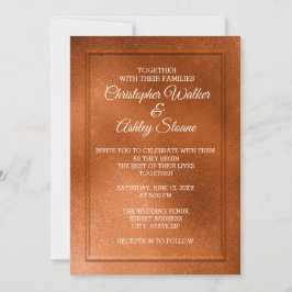Elegant Copper and Cream Wedding Invitation Kaart