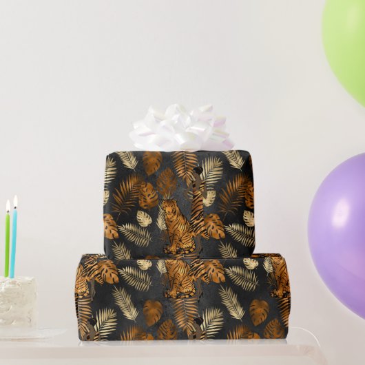 Elegant Copper Black Graphic Tiger Cadeaupapier (Feestgeschenken)