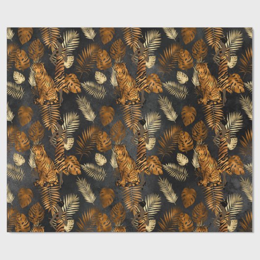 Elegant Copper Black Graphic Tiger Cadeaupapier (Vlak)