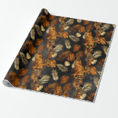 Elegant Copper Black Graphic Tiger Cadeaupapier (Uitgerold)