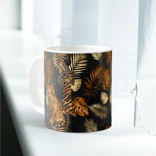 Elegant Copper Black Graphic Tiger Koffiemok