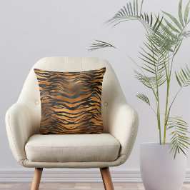 Elegant Copper Black Tiger Animal Print Kussen