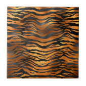 Elegant Copper Black Tiger Animal Print Tegeltje (Voorkant)