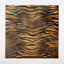 Elegant Copper Black Tiger Animal Print Tegeltje
