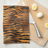 Elegant Copper Black Tiger Animal Print Theedoek (Quarter Fold)