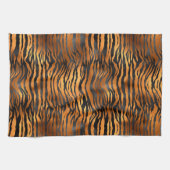 Elegant Copper Black Tiger Animal Print Theedoek (Horizontaal)