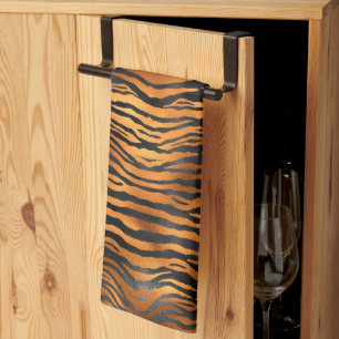 Elegant Copper Black Tiger Animal Print Theedoek