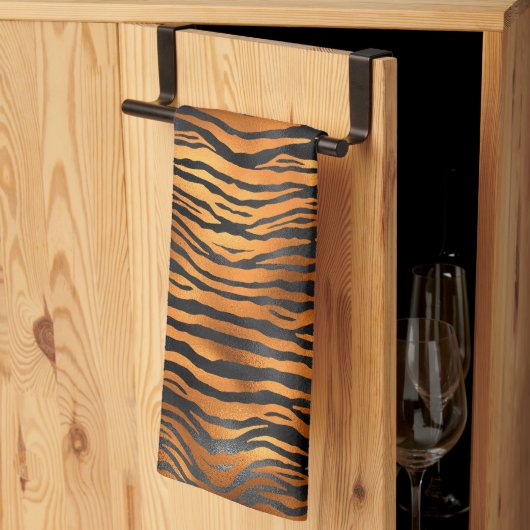 Elegant Copper Black Tiger Animal Print Theedoek (Derde Gevouwen)